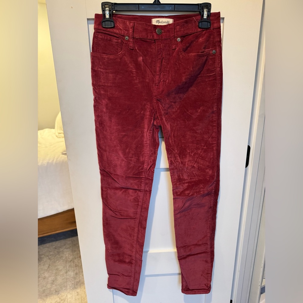 Madewell Red Velvet skinny jeans